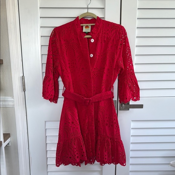 FARM Rio Red Lace Mini Dress - Picture 7 of 9